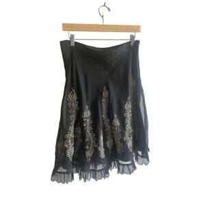 Vintage Womens Silk Skirt Size 10 Whymsigoth Victoriangoth‎ Beaded Embroidered